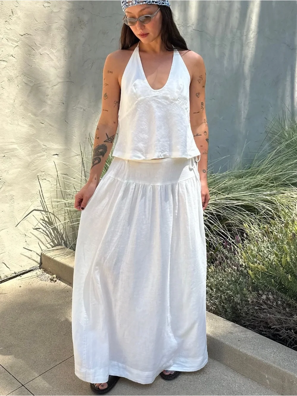 Free People Sandshell Linen Skirt Set
